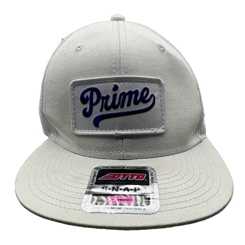 "Prime" Patch One Size OTTO Cap 141-1070 White Snapback Hat Mesh Back
